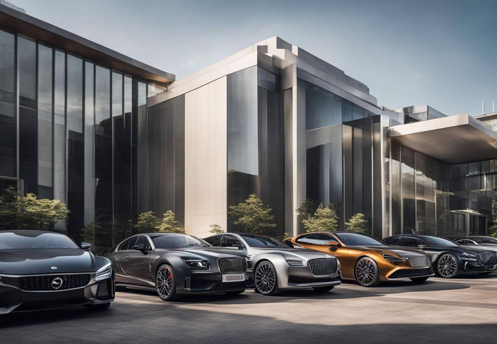 A group of cars parked in front of a building