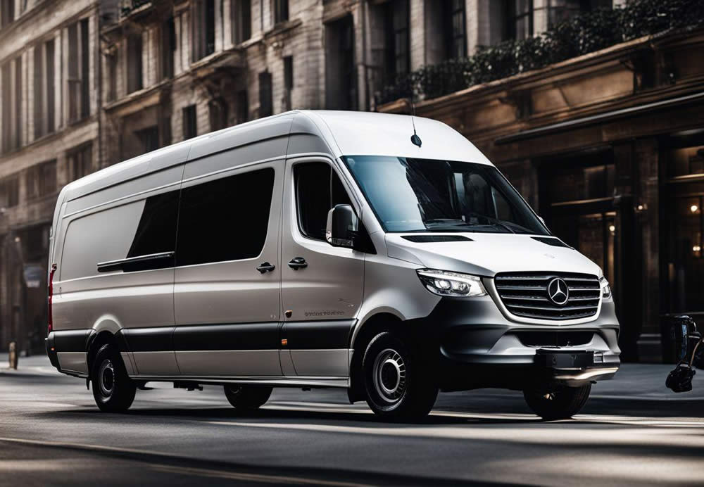 A white van on the street